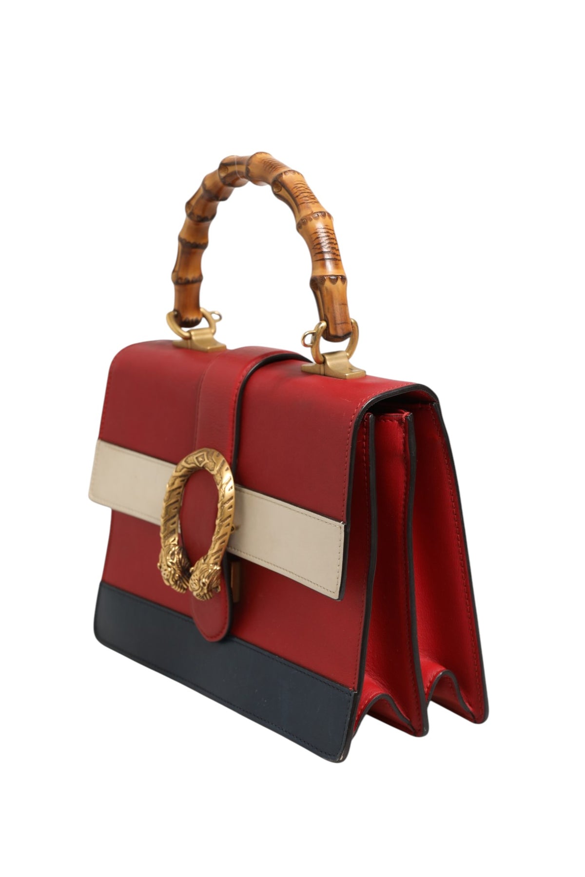 Gucci | Dionysus Bamboo Medium Top Handle Bag White Blue Red