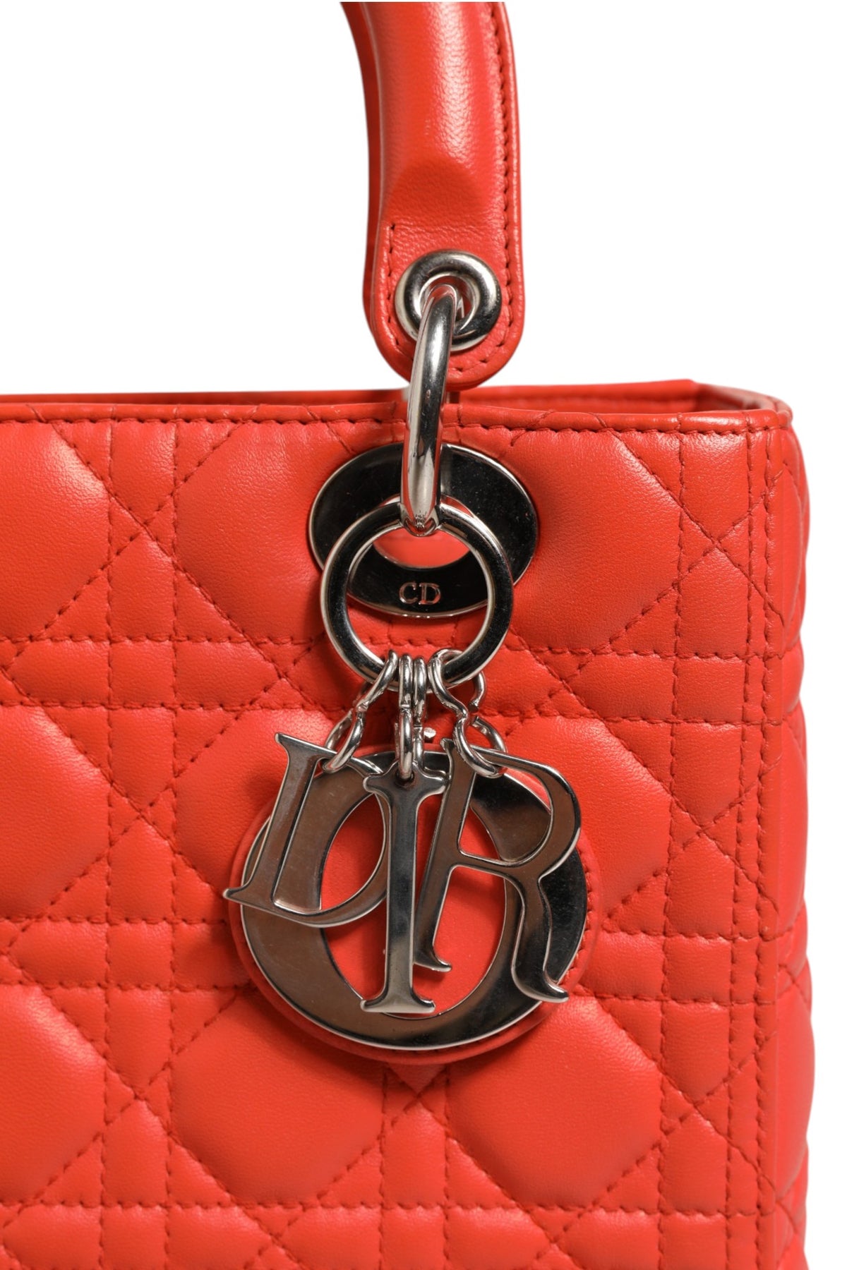 Christian Dior | Orange Cannage Lambskin Leather Lady Dior Bag