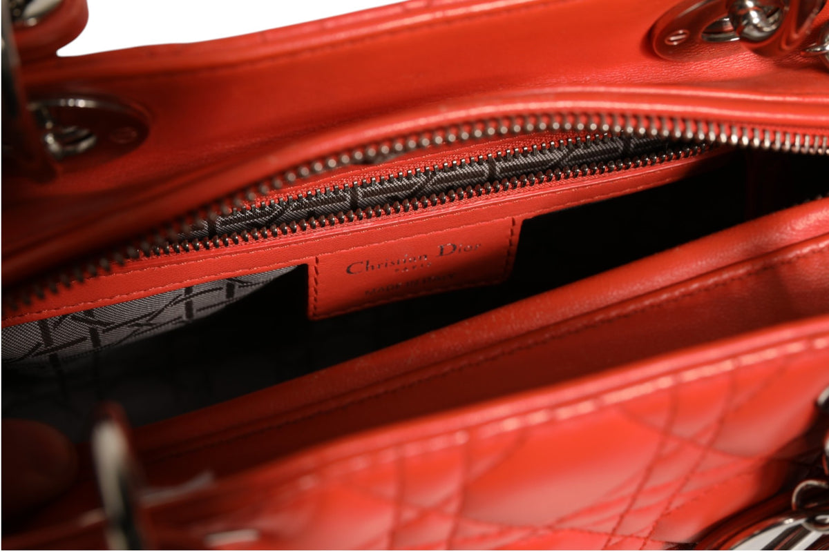 Christian Dior | Orange Cannage Lambskin Leather Lady Dior Bag