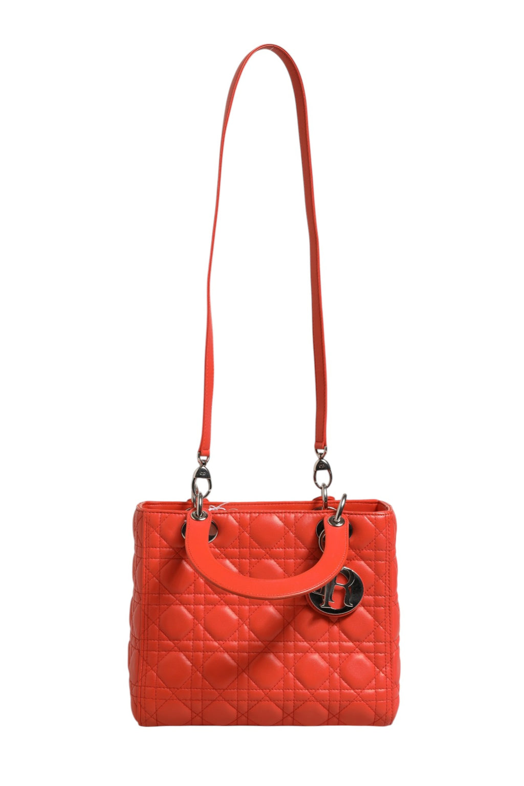 Christian Dior | Orange Cannage Lambskin Leather Lady Dior Bag