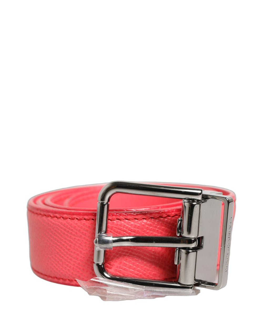 Dolce & Gabbana | Pink Lambskin Leather Silver Metal Buckle Belt