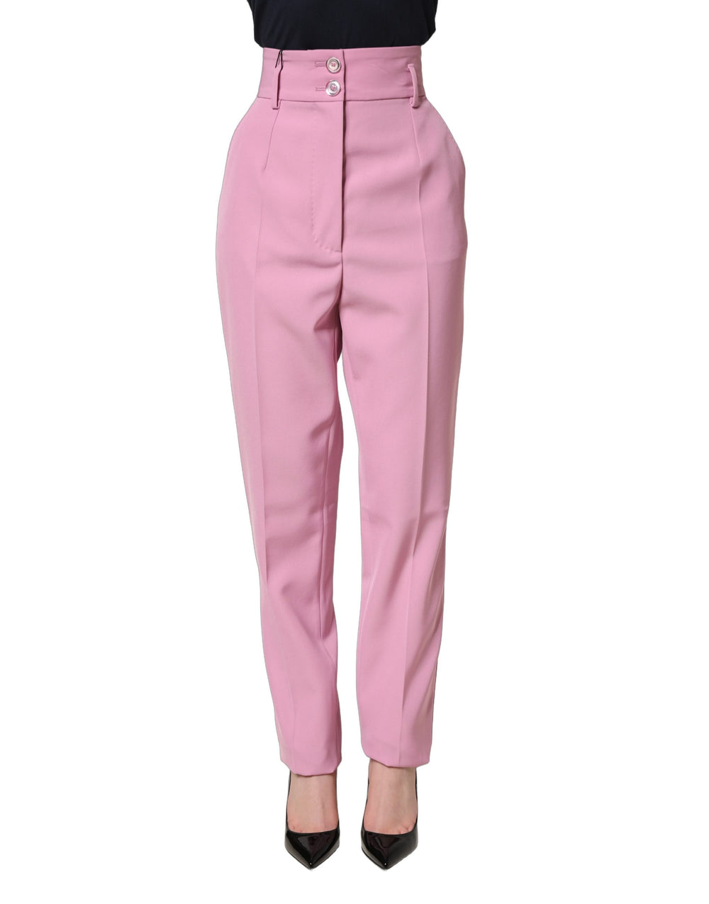 Dolce & Gabbana | Pink High Waisted Polyester Trouser Pants