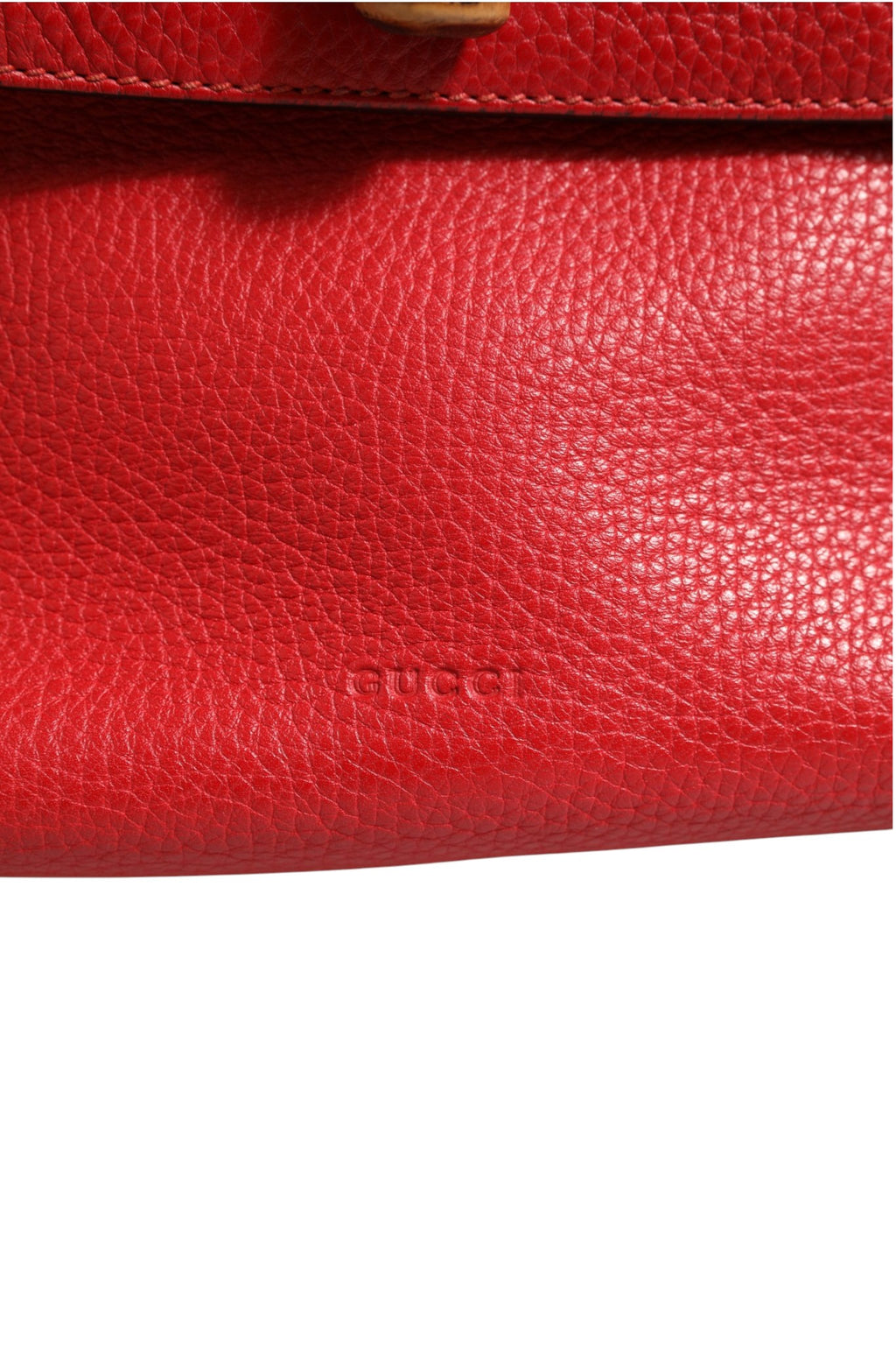 Gucci | Red Leather Bamboo Daily Tote Crossbody Bag
