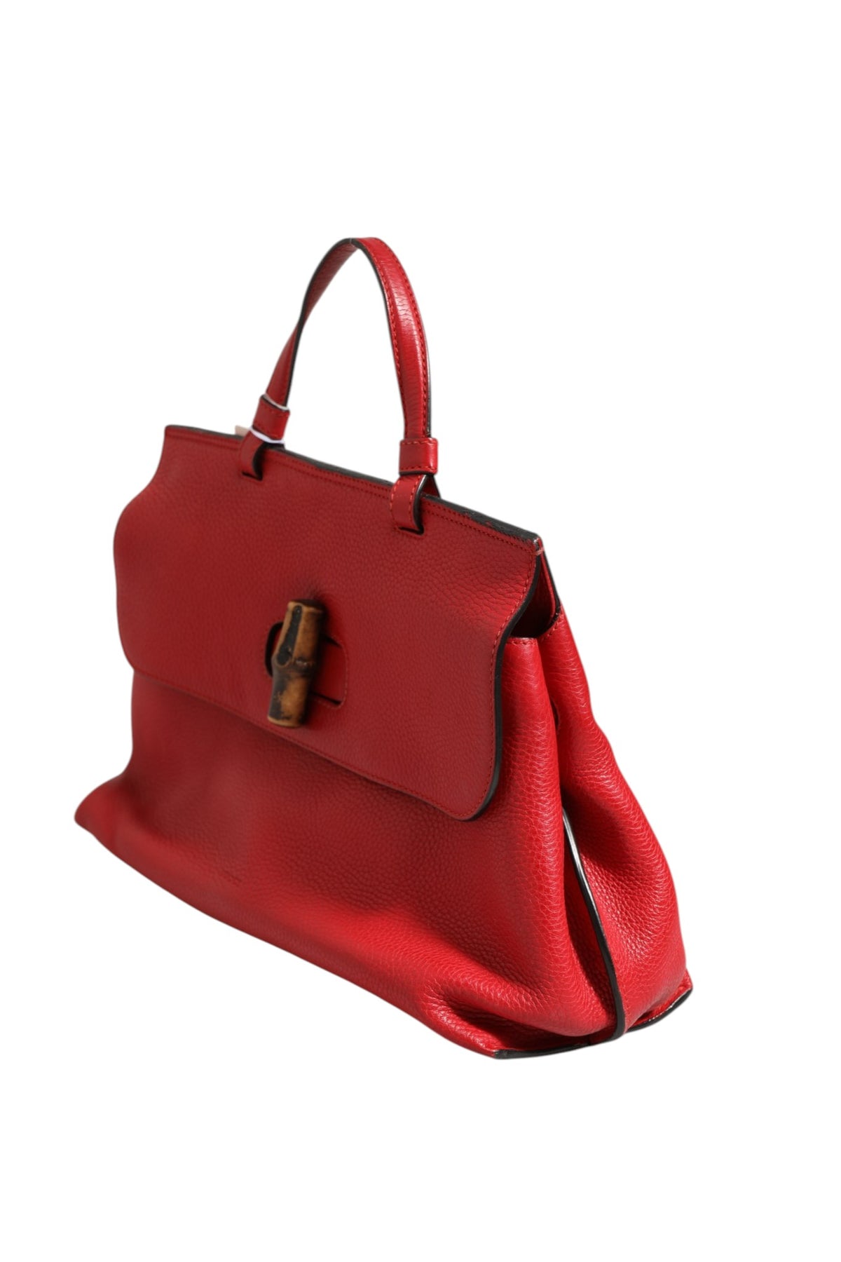 Gucci | Red Leather Bamboo Daily Tote Crossbody Bag