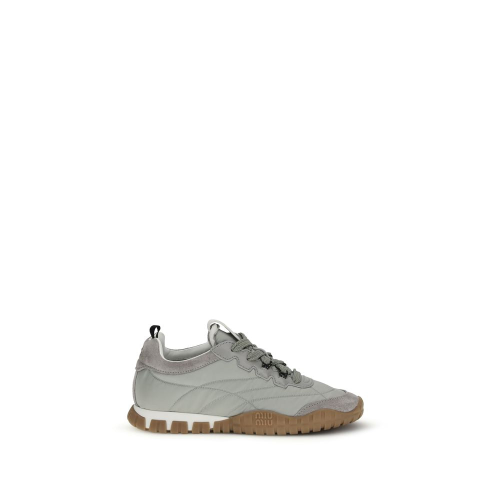 Miu Miu | Gray Recycled Polyamide Athletic Sneakers