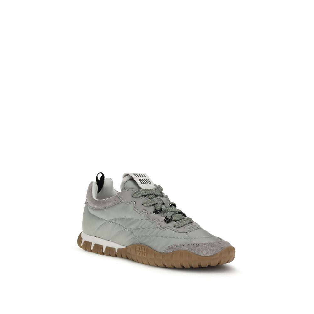 Miu Miu | Gray Recycled Polyamide Athletic Sneakers
