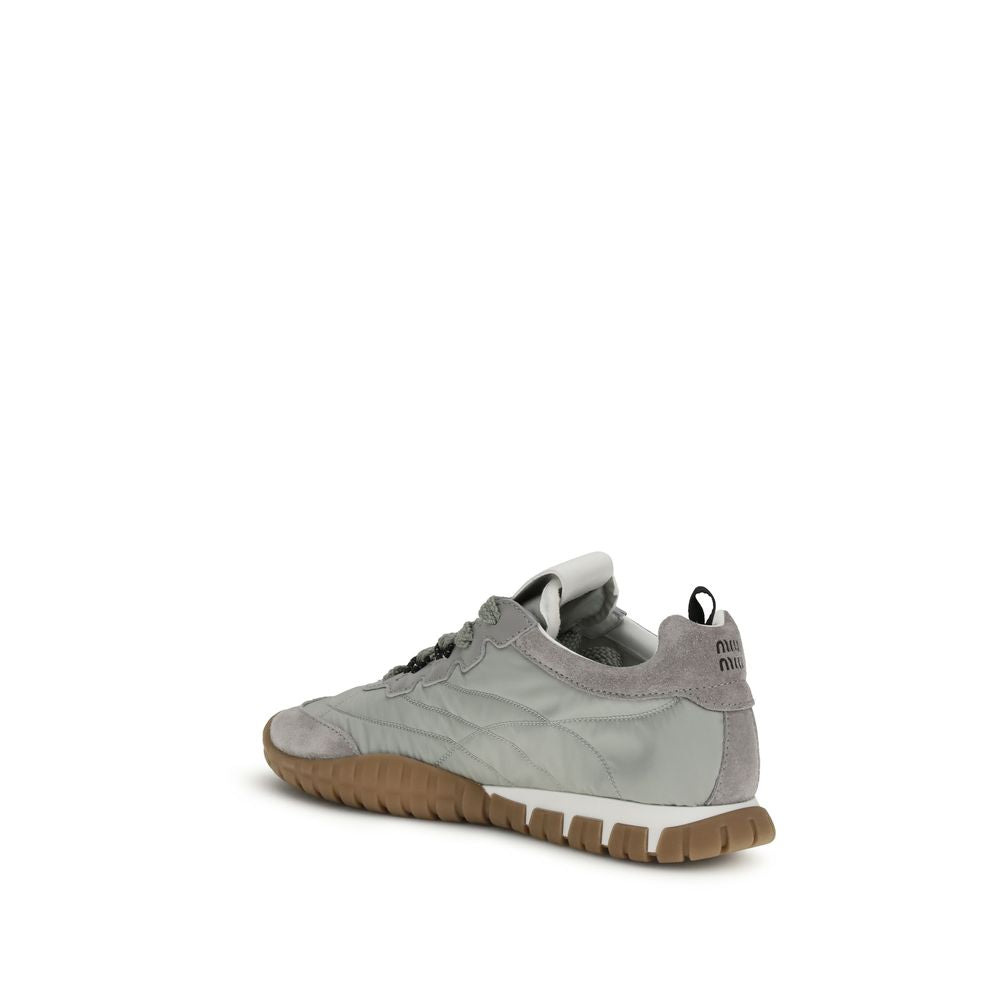 Miu Miu | Gray Recycled Polyamide Athletic Sneakers