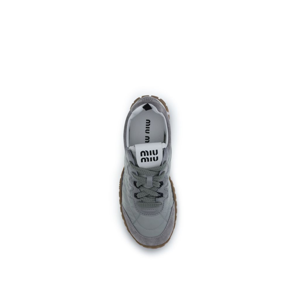 Miu Miu | Gray Recycled Polyamide Athletic Sneakers