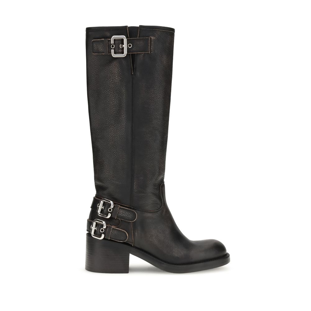 Chloé | Black Calf Leather Bos Taurus Ankle Boots