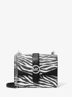 Michael Kors | Greenwich Small Print Logo Crossbody Tote Chain Bag Black/White $498