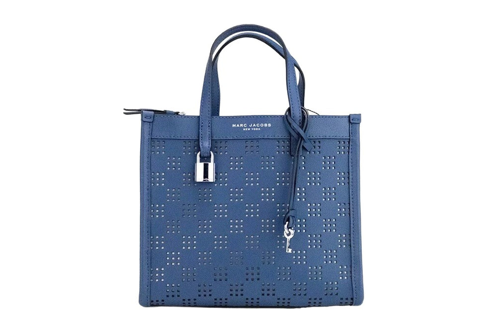 Marc Jacobs | Mini Grind Blue Sea Perforated Leather Crossbody Tote Bag Purse
