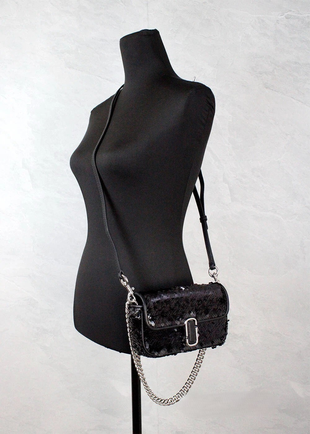 Marc Jacobs | The Mini J Marc Shoulder Bag Black Sequined Crossbody Bag
