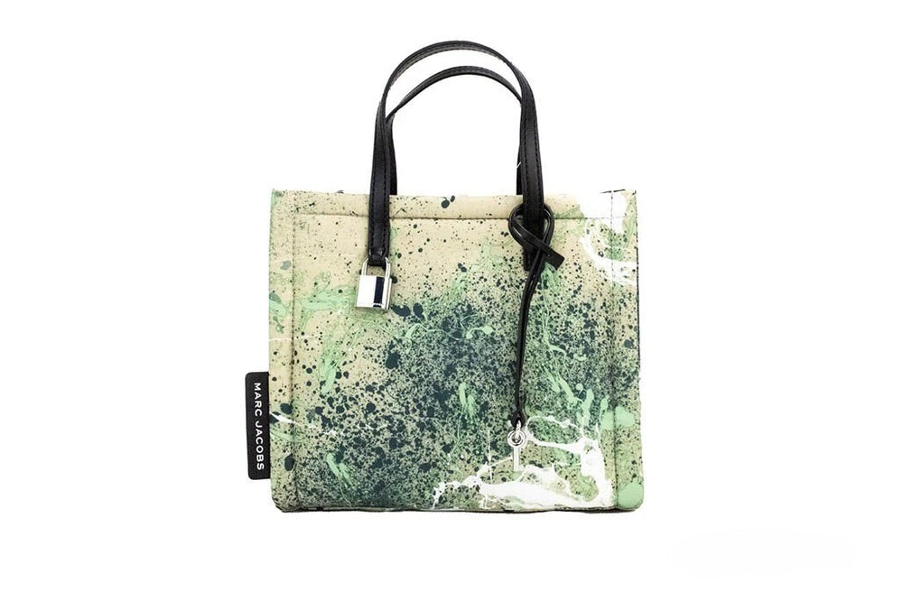 Marc Jacobs | Mini Green Multi Splatter Paint Print Nylon Crossbody Tote Handbag