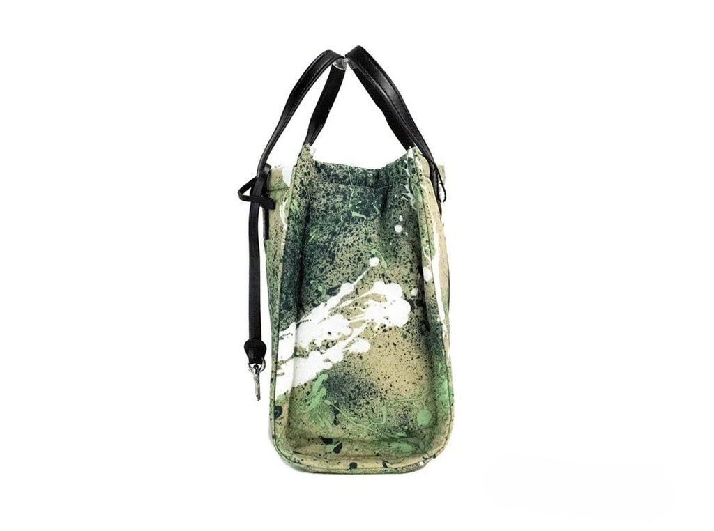 Marc Jacobs | Mini Green Multi Splatter Paint Print Nylon Crossbody Tote Handbag