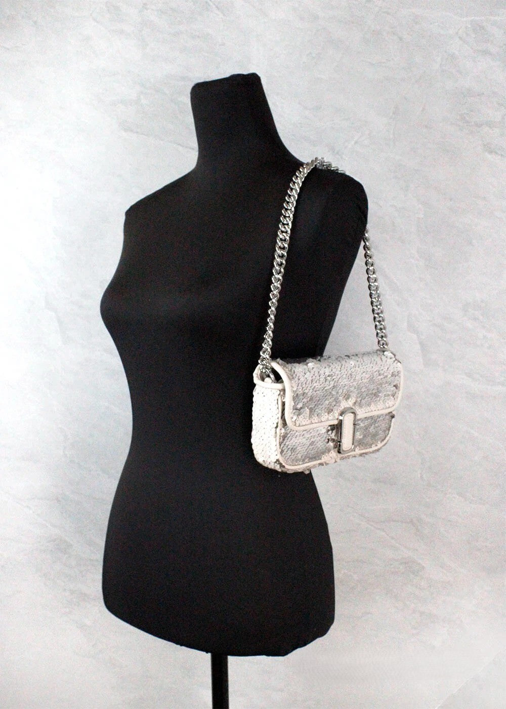 Marc Jacobs | The Mini J Marc Shoulder Bag Cream Sequined Crossbody Bag