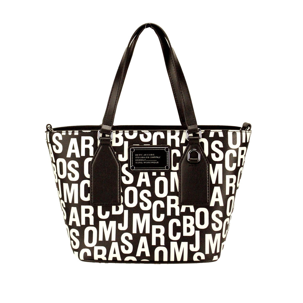 Marc Jacobs | Small Black White Monogram Print Saffiano Leather Tote Crossbody Bag