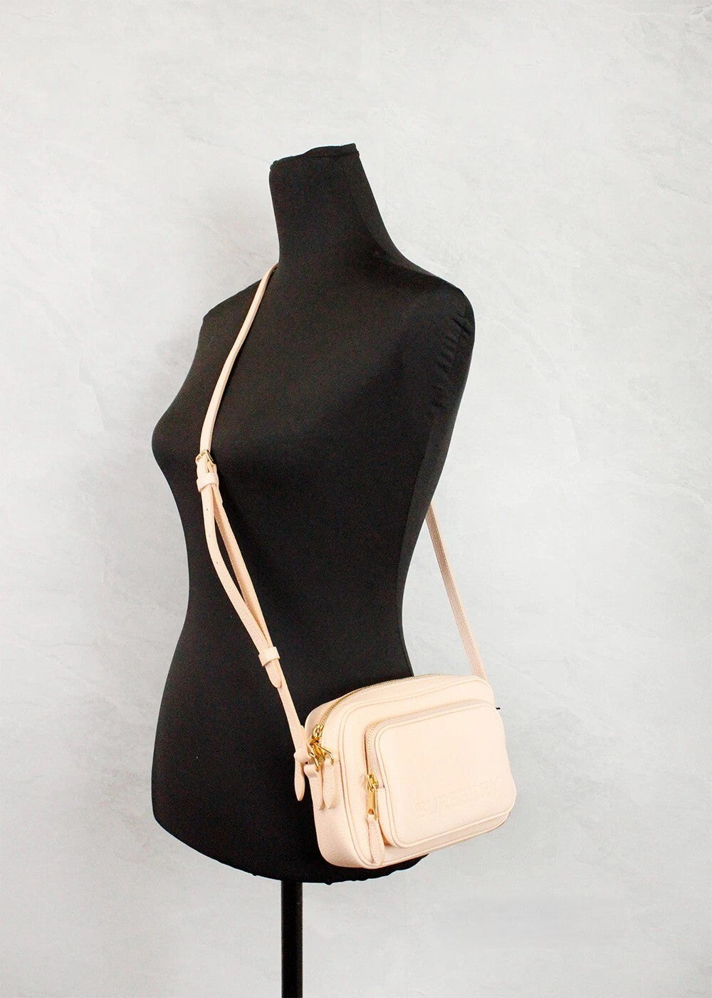 Burberry | Small Branded Peach Pink Grainy Leather Camera Crossbody Bag