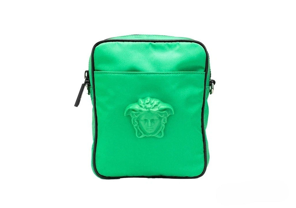 Versace | Small Bright Green Nylon Fabric Medusa Crossbody Messenger Bag Purse