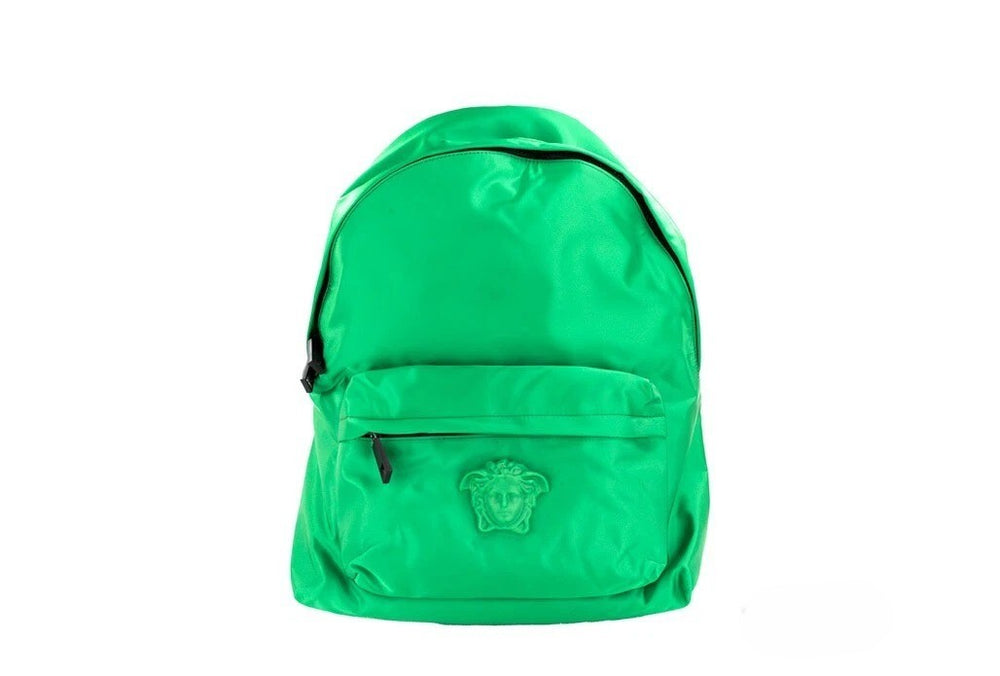 Versace | Large Bright Green Nylon Fabric Medusa Shoulder Backpack Bookbag