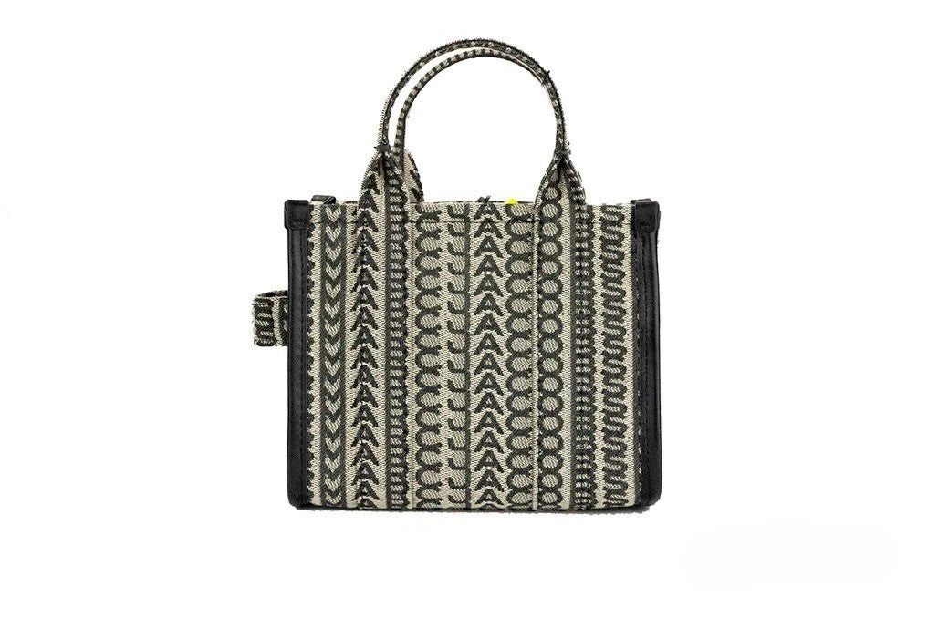 Marc Jacobs | The Monogram Beige Mini Tote Woven Jacquard Canvas Crossbody Handbag