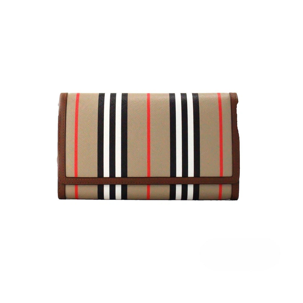 Burberry | Hannah Icon Stripe Archive Tan E-Canvas Leather Wallet Crossbody Bag