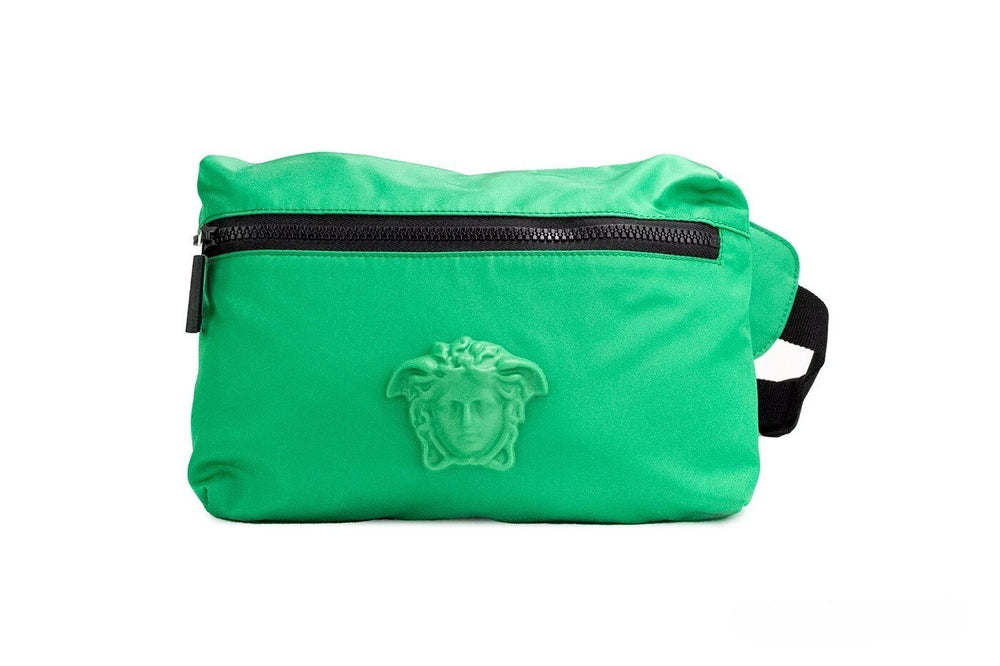 Versace | Small Bright Green Nylon Matte Medusa Belt Bag Waist Fanny Pack Purse