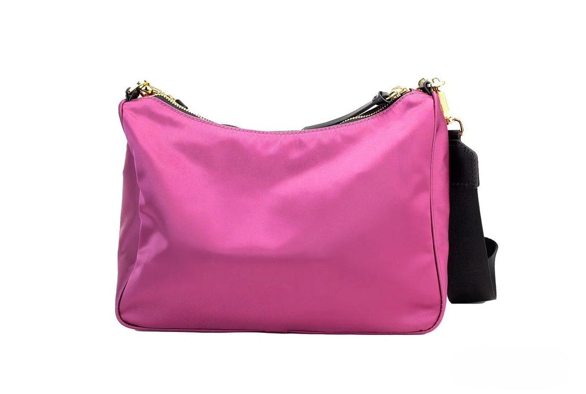 Versace | Small Dahlia Nylon Fabric Medusa Pendant Crossbody Shoulder Purse Bag