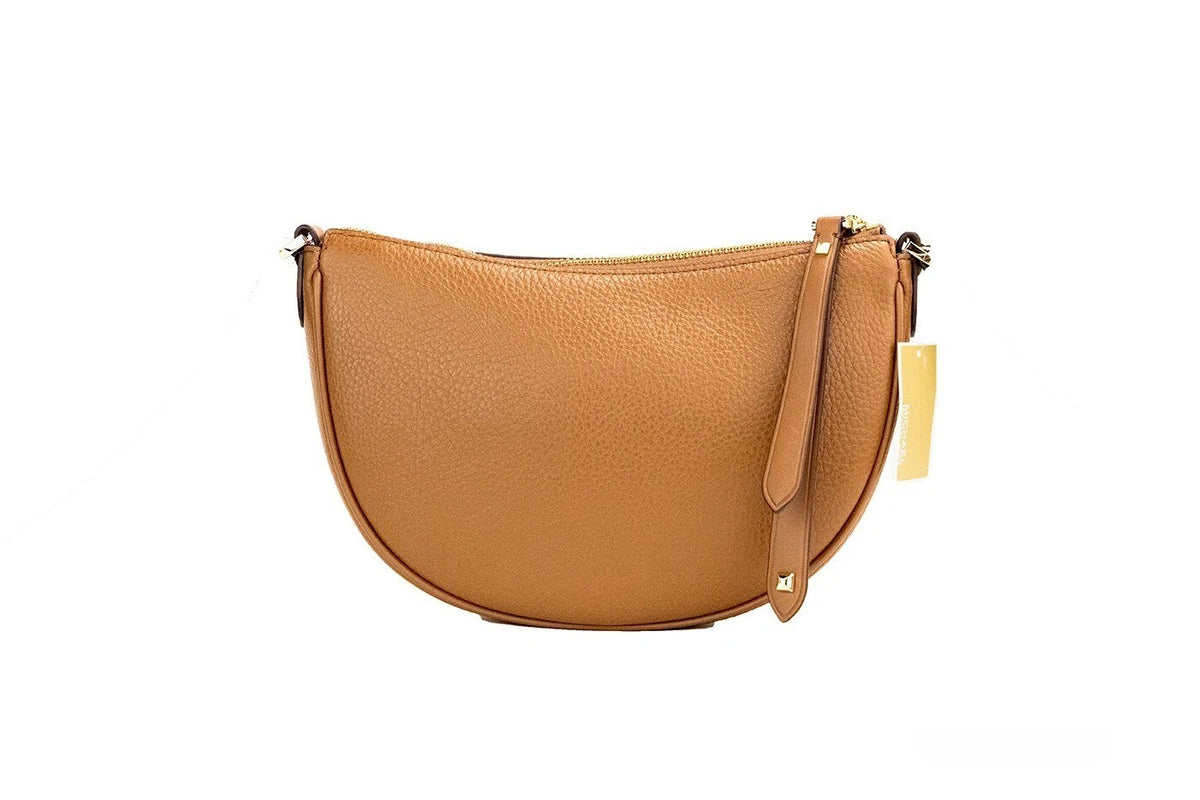 Michael Kors | Dover Small Luggage Pebbled Leather Half Moon Crossbody Bag Purse