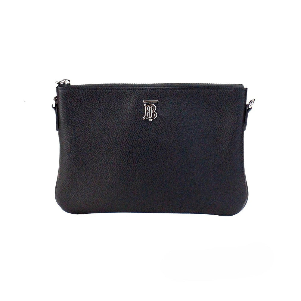 Burberry | Peyton Monogram Black Leather Pouch Crossbody Bag Purse
