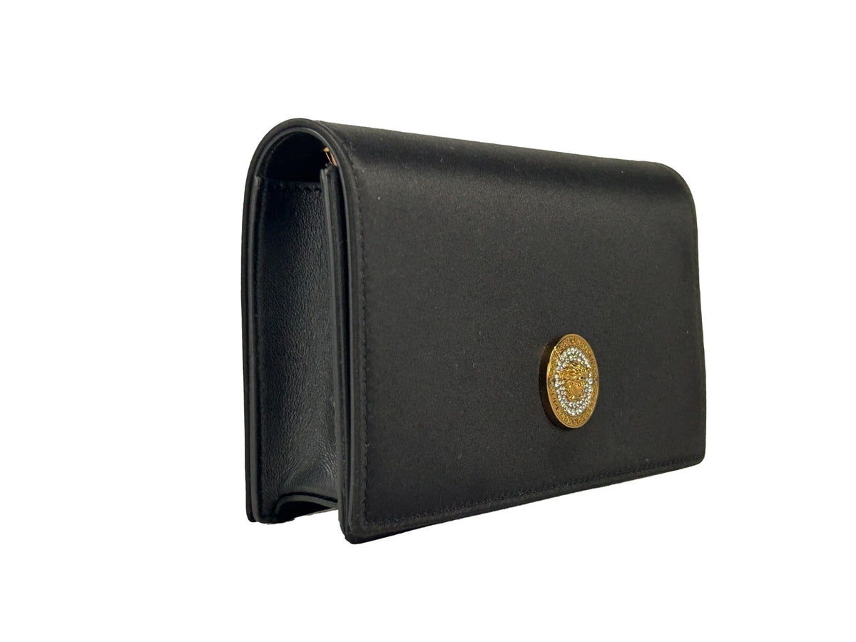 Versace | Mini Chain Black Crossbody Wallet Bag