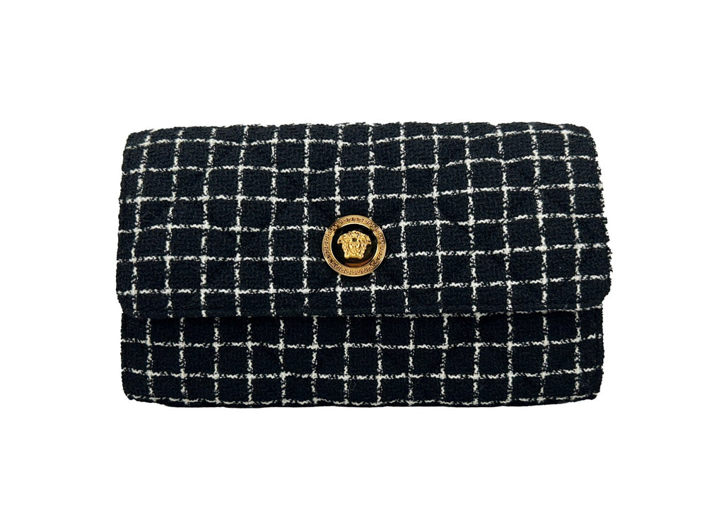 Versace | Wallet On A Chain Fabric Black Crossbody Bag