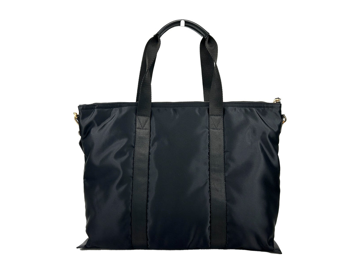 Versace | Black Nylon Fabric La Medusa Shoulder Tote Bag