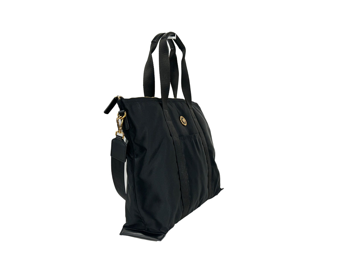 Versace | Black Nylon Fabric La Medusa Shoulder Tote Bag