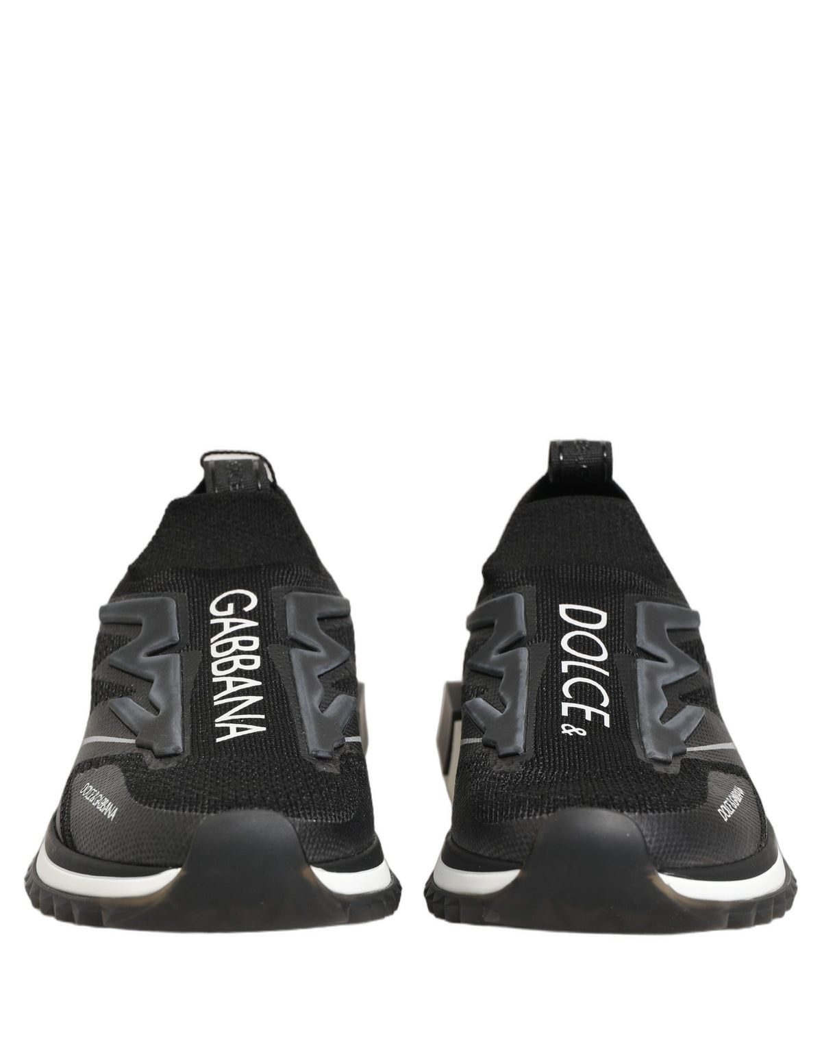Dolce & Gabbana | Black White Sorrento Slip-On Logo Sneakers Shoes