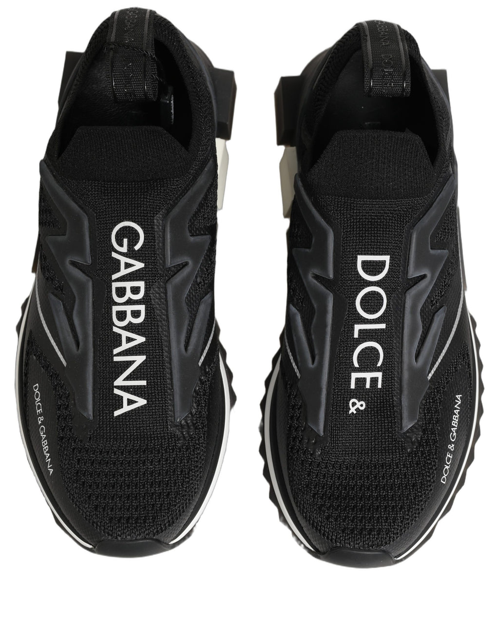 Dolce & Gabbana | Black White Sorrento Slip-On Logo Sneakers Shoes