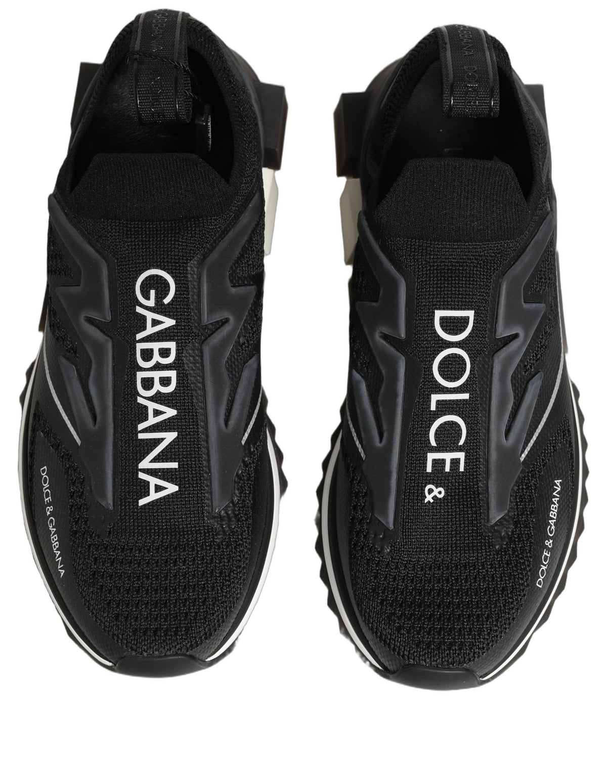 Dolce & Gabbana | Black White Sorrento Slip-On Logo Sneakers Shoes