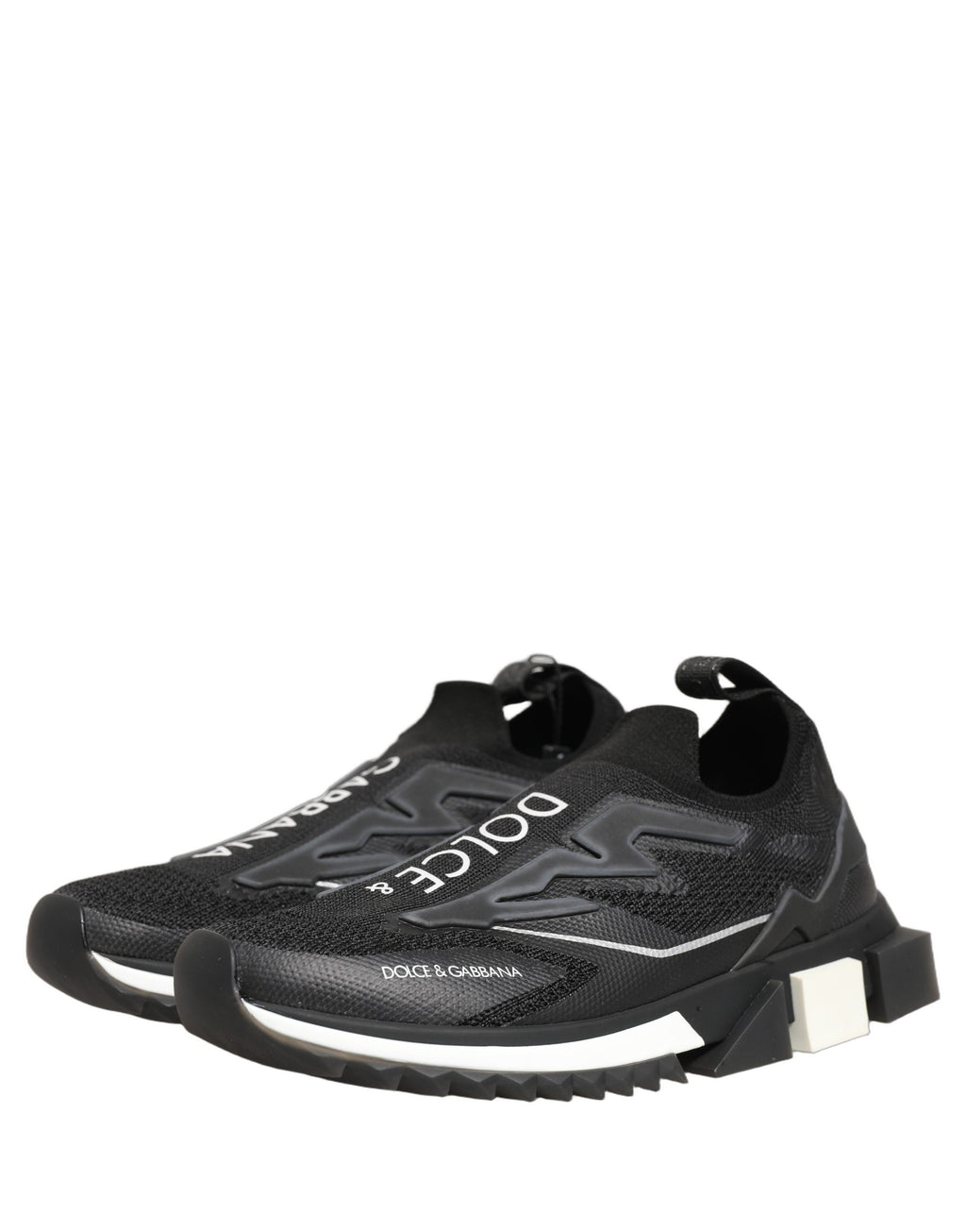 Dolce & Gabbana | Black White Sorrento Slip-On Logo Sneakers Shoes