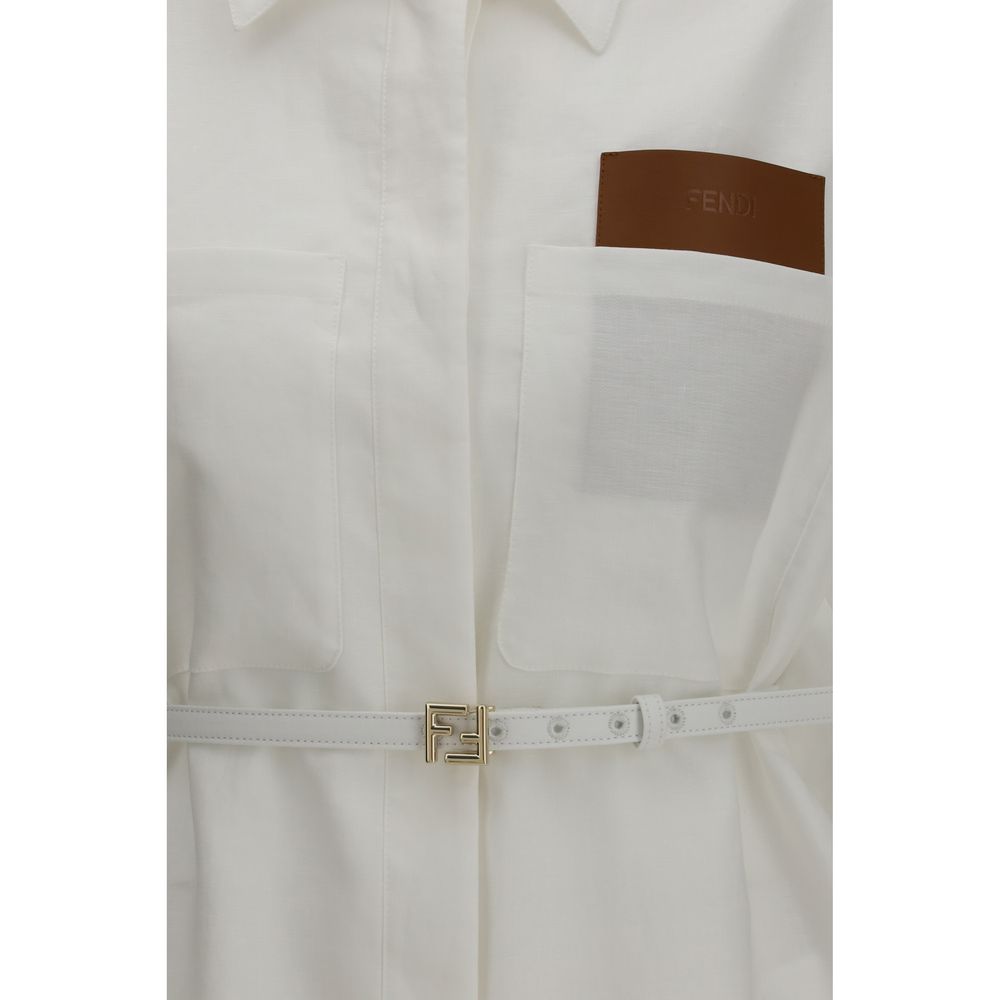 Fendi | White Linen Full-Length Jacket