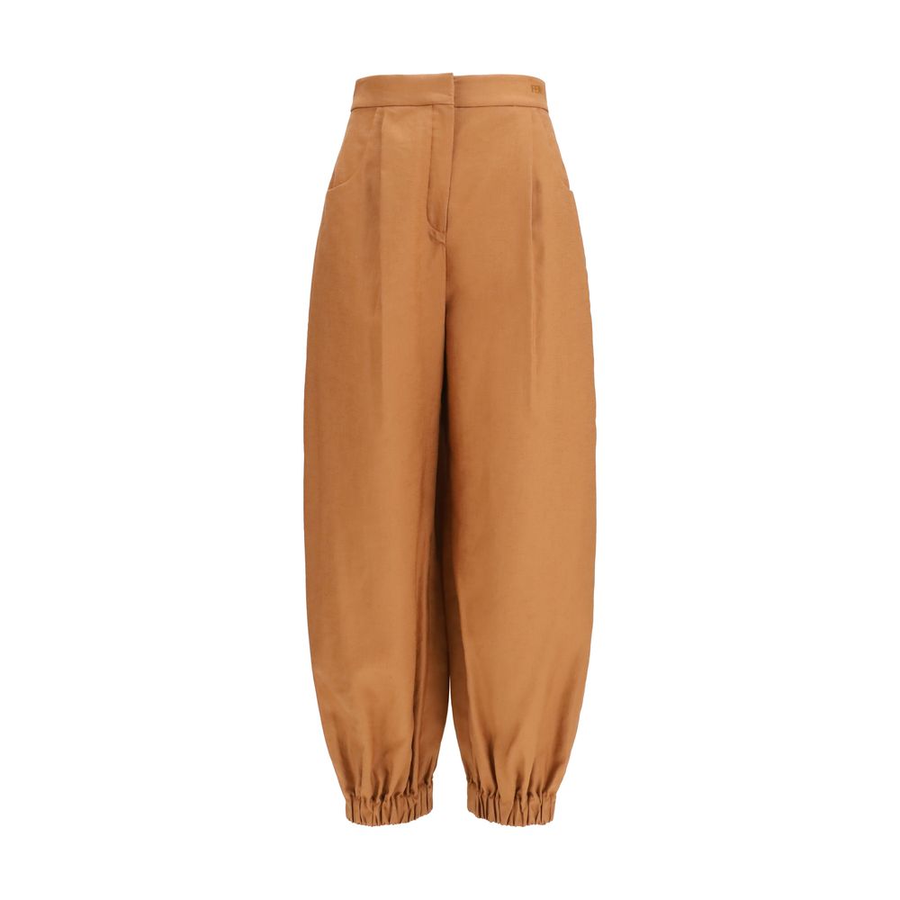 Fendi | Brown Linen Casual Pants