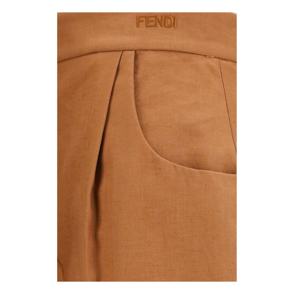Fendi | Brown Linen Casual Pants