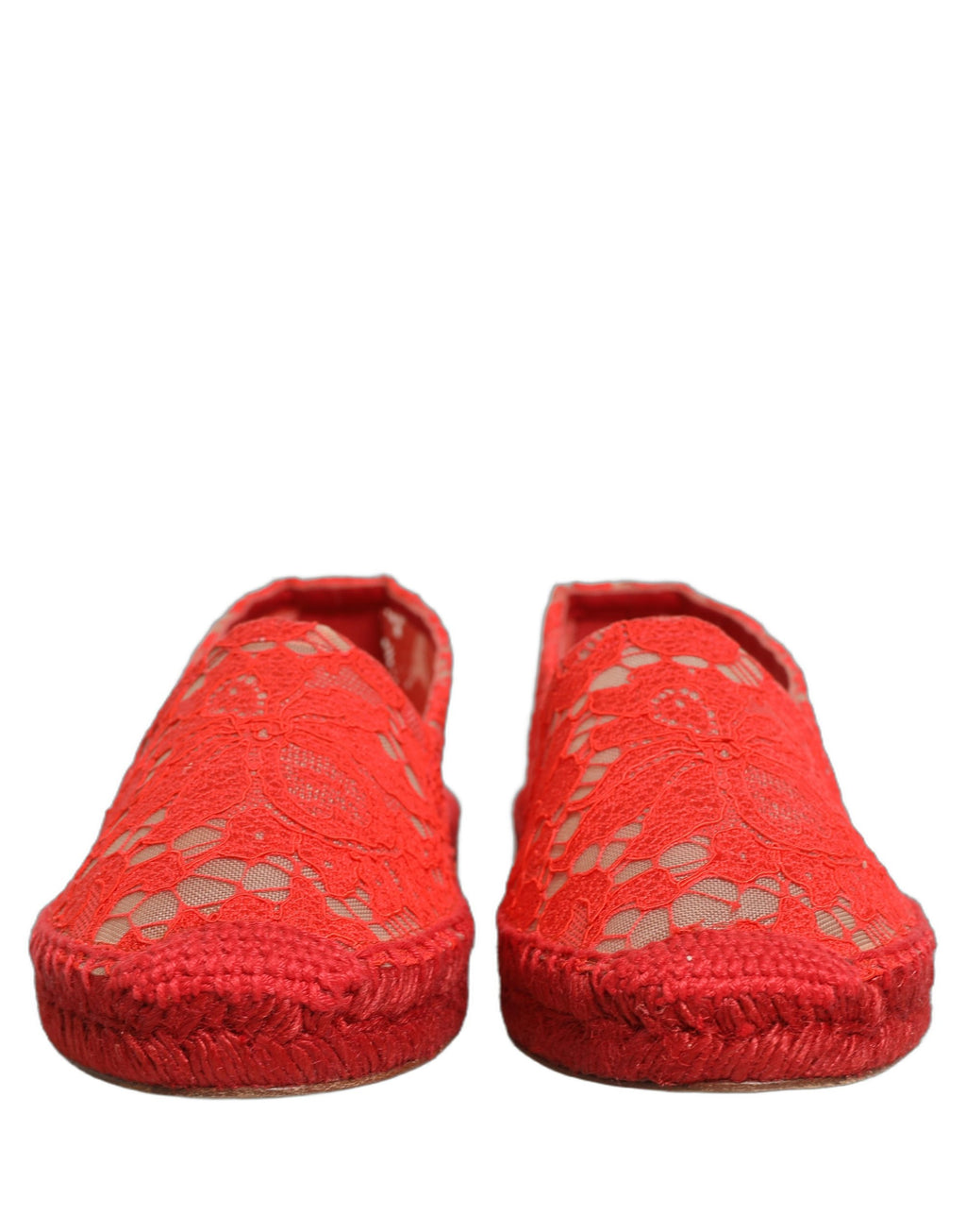 Dolce & Gabbana | Red Taormina Lace Espadrille Flats Shoes