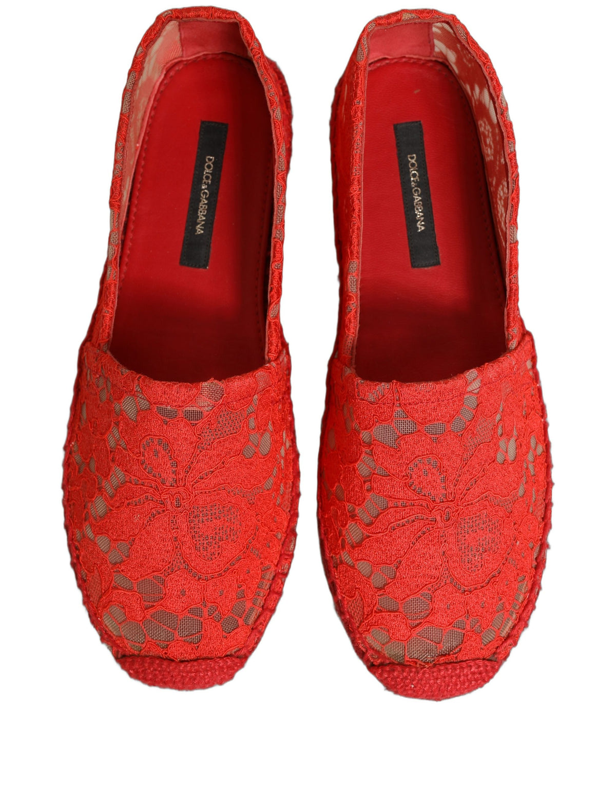 Dolce & Gabbana | Red Taormina Lace Espadrille Flats Shoes