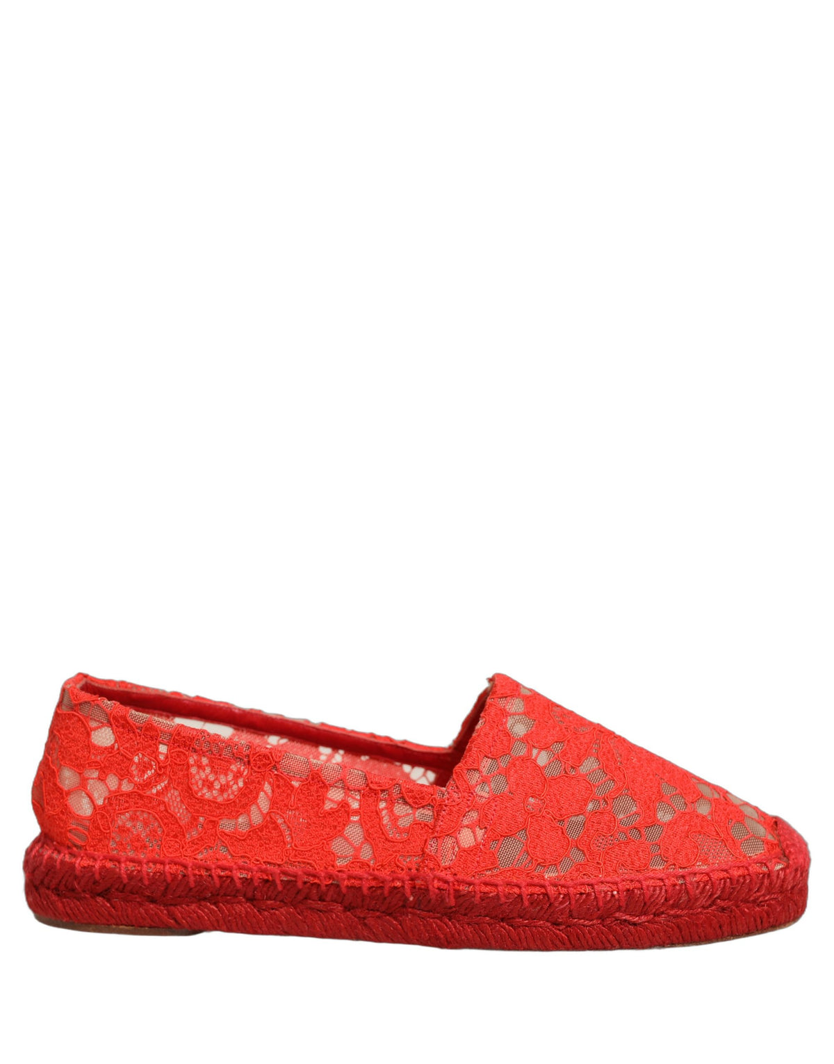 Dolce & Gabbana | Red Taormina Lace Espadrille Flats Shoes