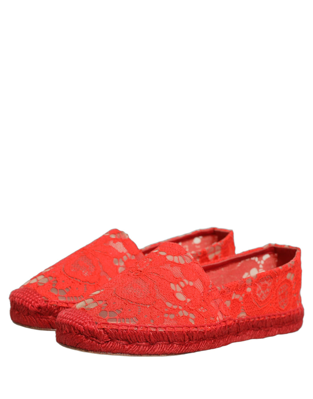 Dolce & Gabbana | Red Taormina Lace Espadrille Flats Shoes