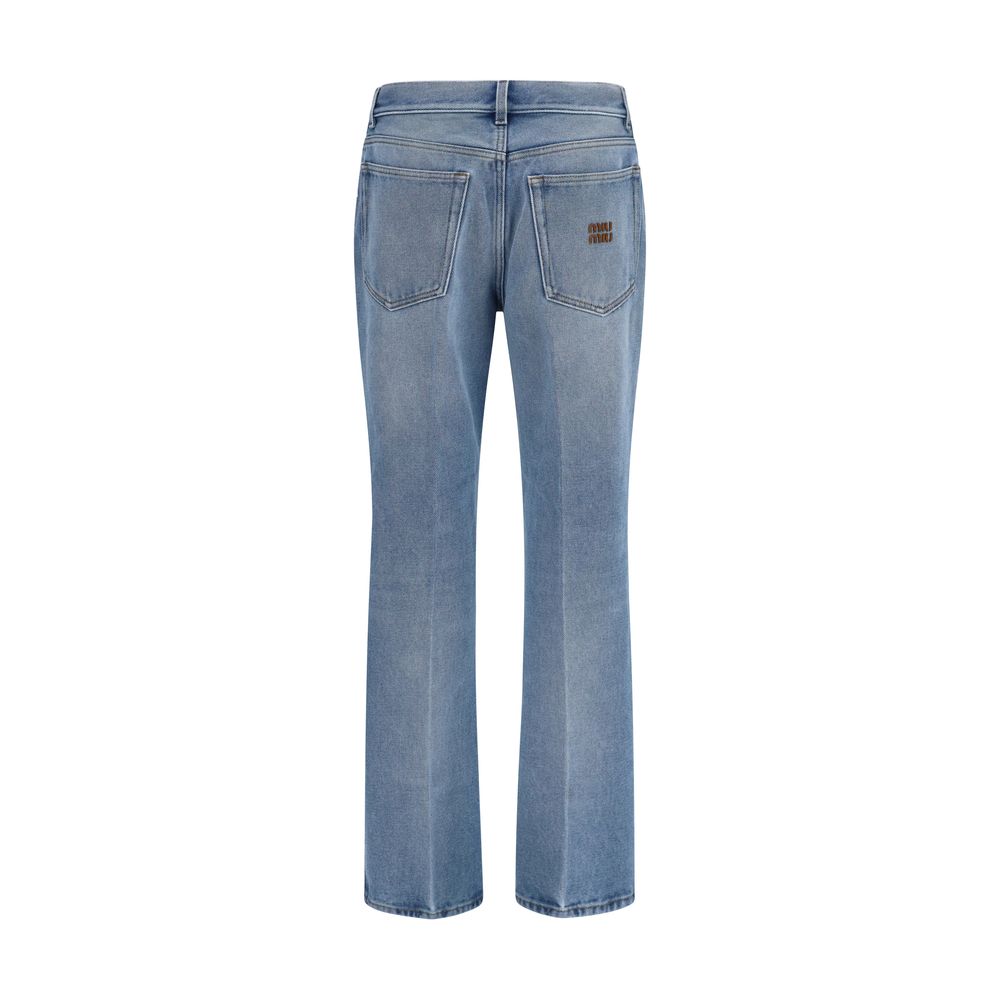 Miu Miu | Blue Polyester Relaxed Fit Jeans