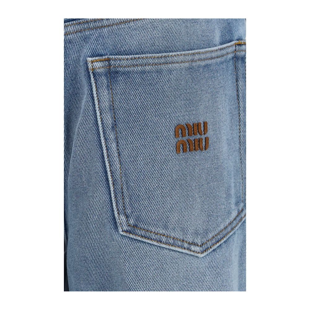 Miu Miu | Blue Polyester Relaxed Fit Jeans