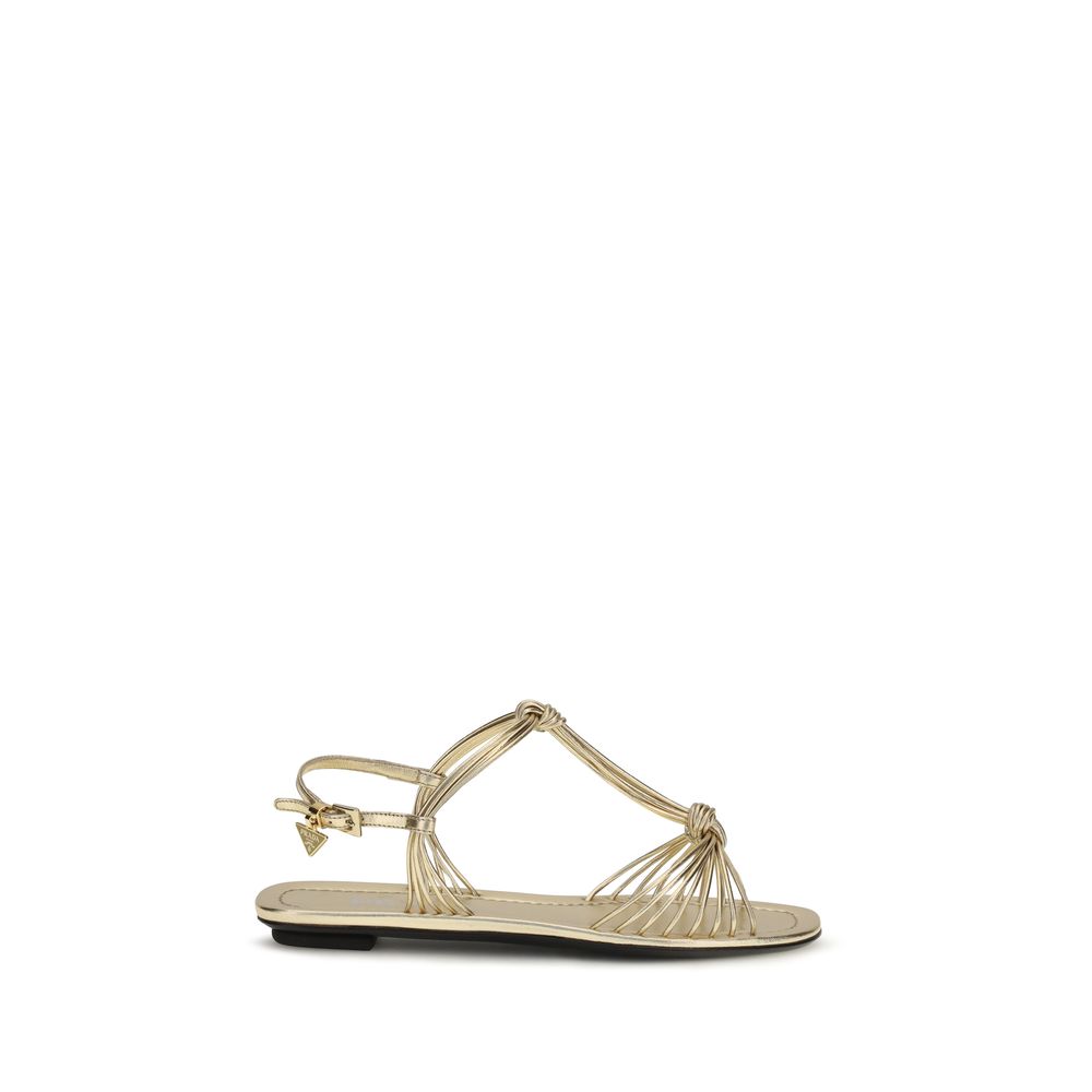 Prada | Gold Calf Leather Bos Taurus Flat Sandals
