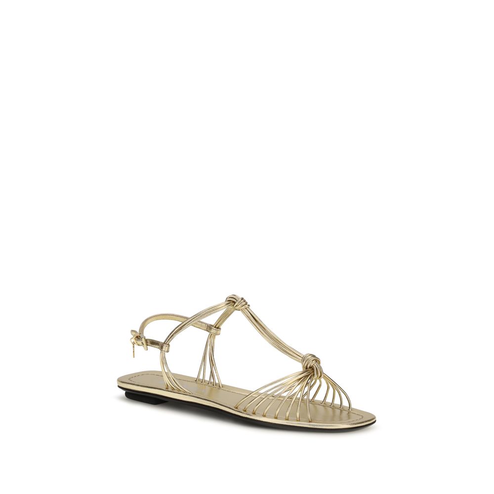 Prada | Gold Calf Leather Bos Taurus Flat Sandals