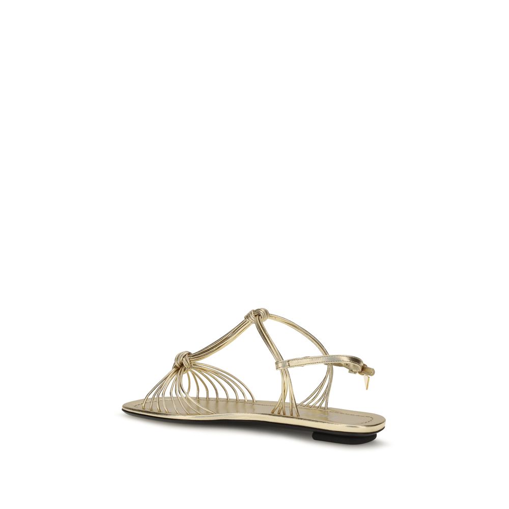 Prada | Gold Calf Leather Bos Taurus Flat Sandals