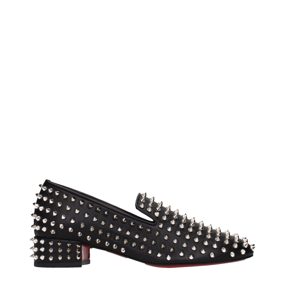 Christian Louboutin | Black Leather Slip-On Loafers